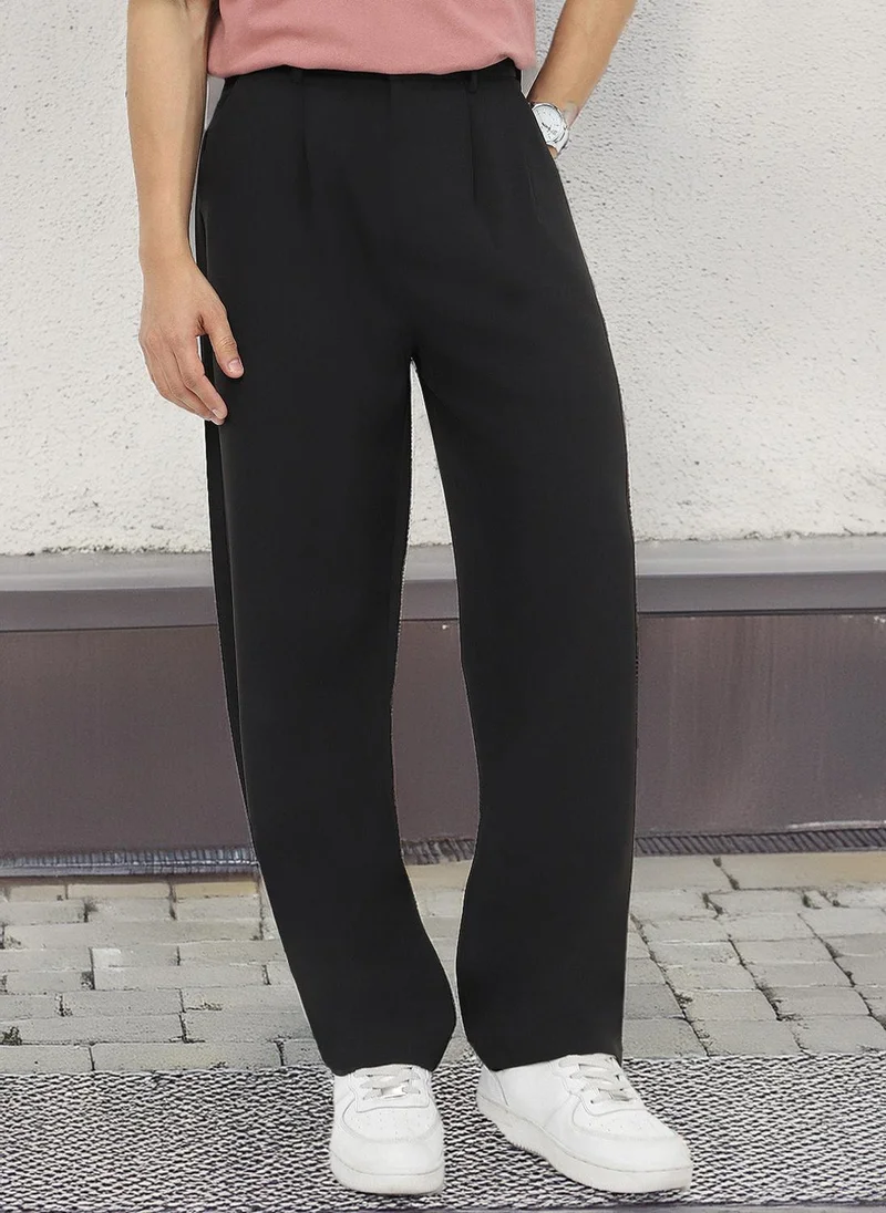 Urbano Fashion Men's Black Loose Baggy Fit Solid Korean Pants Stretchable